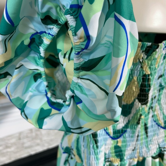 Vibrant Green and Blue Maxi Dress - Picture 4 of 11